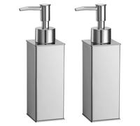 Distributeur de savon, ensemble 2 pièces, modèle sur pied en acier inoxydable 304, distributeur de liquide, flacons à pompe carrés pour la salle de bains et la cuisine, chromés