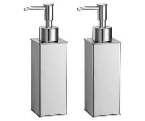Distributeur de savon, ensemble 2 pièces, modèle sur pied en acier inoxydable 304, distributeur de liquide, flacons à pompe carrés pour la salle de bains et la cuisine, chromés