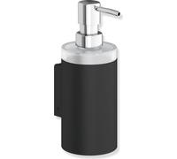 Distributeur de savon HEWI avec support, incrustation en verre, plvb noir mat profond