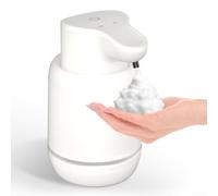 Distributeur de savon infrarouge intelligent avec pompe moussante automatique avec contrôle à 4 niveaux pour cuisine, salle de bain, montage mural ou comptoir, blanc capacité de 420 ml