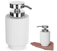Distributeur de savon KADAX, 7,5 x 16 cm, distributeur de savon liquide avec pompe, idéal pour le savon pour les mains ou le liquide vaisselle, fabriqué en polyrésine et en plastique (blanc)
