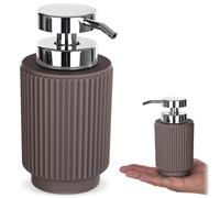 Distributeur de savon KADAX, 7,5 x 16 cm, distributeur de savon liquide avec pompe, idéal pour le savon pour les mains ou le liquide vaisselle, fabriqué en polyrésine et en plastique (couleur taupe)