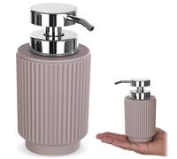 Distributeur de savon KADAX, 7,5 x 16 cm, distributeur de savon liquide avec pompe, idéal pour le savon pour les mains ou le liquide vaisselle, fabriqué en polyrésine et en plastique (beige)