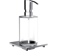 Distributeur de savon liquide de liaison emco pour garde-corps, transparent, verre cristal, pompe doseuse métal, env. 240 ml, chromé, 182100105