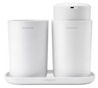 Distributeur de savon liquide et verre porte brosse à dent en set, blanc, Brabantia