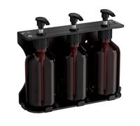 Distributeur de savon liquide mural fixe à pompe manuelle pour détergent à vaisselle, désinfectant pour les mains - Installation en coin ou à plat - Marron noir 6,5 x 6,5 x 16,5 cm (3 bouteilles)