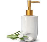 Distributeur de Savon Liquide pour Salle de Bain avec Pompe dorée, Distributeur de Savon à Vaisselle pour évier de Cuisine, Distributeur de Savon Rechargeable en céramique pour Les Mains, 420 ML