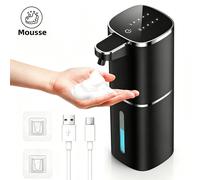 Distributeur De Savon Moussant Sans Contact (400 Ml)-4 Niveaux De Mousse Réglables, Rechargeable Par Usb-C (Batterie 500 Mah)Capteur Infrarouge Étanchéité Ipx5 Installation Murale Ou Sur Comptoir-Pour