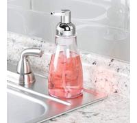 Distributeur de savon mousse rechargeable - sans BPA - 1 pièce - transparent/chrome - 7,9 cm x 7,6 cm x 19 cm