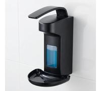Distributeur de savon mural, distributeur de désinfectant en ABS, distributeur de savon mural avec 3 vis + 3 écrous + 1 accessoire noir, distributeur de savon noir de 500 ml – Montage mural pour savon