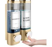 Distributeur de Savon Mural, Distributeur Gel Douche, Distributeur Double de Shampoing et Après-shampoing sans Perçage ABS pour Sa