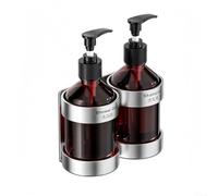 Distributeur de savon mural fixe en coin pour savon liquide pour les mains, flacon à pompe rechargeable pour après-shampooing, lotion, maison moderne, 11,2 x 7 x 19 cm (2 bouteilles)