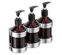 Distributeur de savon mural fixe en coin pour savon liquide pour les mains, flacon à pompe rechargeable pour après-shampooing, lotion, maison moderne, 11,2 x 7 x 19 cm (3 bouteilles)