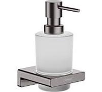 Distributeur de savon mural Hansgrohe AddStoris 41745340, 200 ml, insert en verre, métal, chrome noir brossé