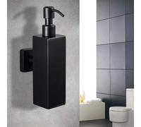 Distributeur de savon mural Unyqoos® – 200 ml, noir, en acier inoxydable SUS304 avec revêtement intérieur en plastique, finition anti-traces de doigts, dimensions : 20 x 5 x 5 cm