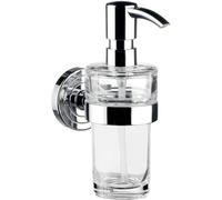 Distributeur de savon mural Unyqoos® en verre cristal et métal chromé, avec tête de pompe – distributeur de savon liquide mural pour salle de bain