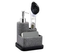 Distributeur de savon noir avec support pour éponge, distributeur de savon de cuisine, pompe, support pour éponge et support pour brosse, ensemble 3 en 1, rangement pour évier et plan de travail, tabl