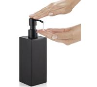 Distributeur de savon noir, distributeur de liquide vaisselle en acier inoxydable, 350 ml, rechargeable, flacon pompe facile à utiliser, distributeur de savon liquide/de lotion sur pied pour la cuisin