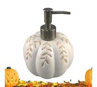 Distributeur de savon - Pompe à lotion rechargeable en céramique avec motif de feuille | Récipient décoratif pour comptoir de lavage des mains | Accessoire durable pour cuisine et salle de