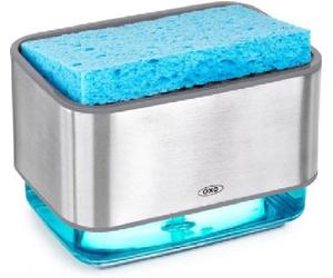 Distributeur de savon Porte-éponge en acier inoxydable - OXO Good Grips - Taille unique - Transparent
