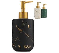 Distributeur de savon pour douche en céramique, 400 ml | Distributeur de savon pour bouteille avec pompe, aspect marbre | Flacon distributeur de savon pour les mains avec pompe