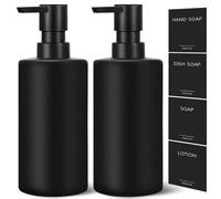 Distributeur de savon pour les mains, 300 ml, distributeur de savon noir pour la salle de bains, lot de 2 distributeurs de liquide vaisselle, distributeur de savon pour les mains rechargeable, flacon 