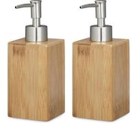 Distributeur de savon pour les mains en bambou, capacité 240 ml - Distributeur de lotion avec pompe doseuse - À action manuelle - Dimensions approx. 18 x 6,5 x 8 cm - Couleur naturelle