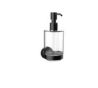 Distributeur de savon rond emco, récipient en verre cristal, modèle mural, 432113300, Couleur: Noir