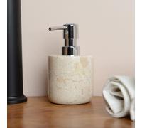 Distributeur de savon rond en marbre - 15 cm, couleur crème