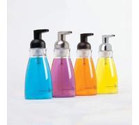 Distributeur de savon, transparent, chromé, en acier inoxydable