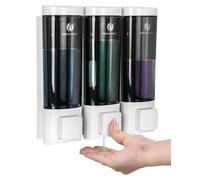 Distributeur de savon triple, 200 ml, à fixer au mur, rechargeable, transparent