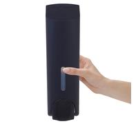 Distributeur de Savonnette Mural Plastique, Noir à Bouton-poussoir | Bouteille Transparente à Large Ouverture, Tête Amovible, Usage et Bureau, Niveau Visible