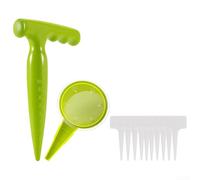 Distributeur de semis en plastique avec plantoir et étiquettes pour plantes - Outil de jardin ergonomique pour planter et creuser des bulbes avec précision - Kit de semis vert fluo pour la maison (1)