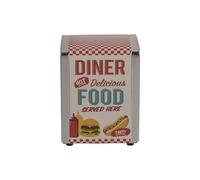 Distributeur de serviettes avec design rétro pour bar - Distributeur de serviettes avec design dîner pour cuisine, en métal, 11 x 9,7 x 14,5 cm, multicolore