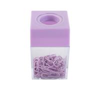 Distributeur de trombones magnétique portable en plastique - Boîte de rangement carrée pour trombones - Fournitures de bureau (violet)