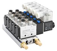 Distributeur de vannes solénoïdes à 5 stations, 5/2 voies, 12 V DC, raccordement 1/4 pouce PT, référence 4V210-08