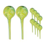 Distributeur d'eau 10 pièces set en verre pour plantes en pot, boule, ronde Ø 8 cm couleur vert/jaune 200 ml moderne, conditions domestiques, pour pots, pour fleurs, régulation de l'eau-assure un dosa