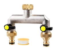 Distributeur D'eau 2 Voies en Laiton, Robinet Double Sortie, Vanne avec Adaptateur 3/4 Pouce pour Régler et Arrêter le Débit D'eau