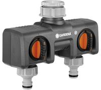Distributeur d'eau 2 voies GARDENA 8193-20 plastique avec vanne de régulation raccord enfichable, 30,3 mm (1\ ) (filet int.), 24,2