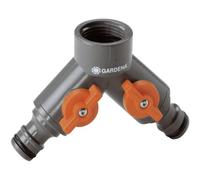 Distributeur d'eau 2 voies GARDENA 938-20 plastique avec vanne de régulation