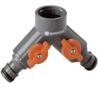 Distributeur d'eau 2 voies GARDENA 938-20 plastique avec vanne de régulation 24,2 mm (3/4\ ) (filet int.), raccord enfichable
