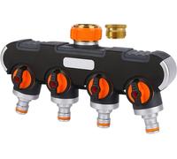 distributeur d'eau 4 voies avec adaptateur de robinet - 3/4 pouces et 1/2 pouces Y-distributeur pour l'arrosage du jardin et le lavage
