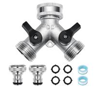 Distributeur d'eau à 2 voies, raccordement 3/4" - Conception durable et sans fuite, idéal pour les tuyaux d'arrosage et les usages domestiques