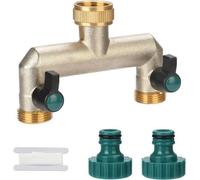 Distributeur d'eau en laiton à 2 voies avec robinet (3/4 pouce), idéal pour les tuyaux d'arrosage