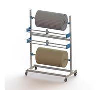 Distributeur d'enveloppe à bulle réglable Support cadre en métal robuste avec roues, porte-double roulement pour film d'emballage, papier Kraft et tissu non tissé, chariot mobile facile pour l'entrepô