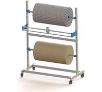 Distributeur d'enveloppe de bulle réglable robuste, support à double rouleau de 50kg, chariot mobile avec roues pour les fournitures d'expédition, station d'emballage efficace pour l'entrepôt ou l'uti