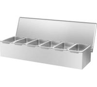 Distributeur d'épices - Boîte de rangement - 6 compartiments - Acier inoxydable alimentaire - Avec couvercles - Empilable - Chaque compartiment mesure 14 × 7,3 × 7 cm - Argent