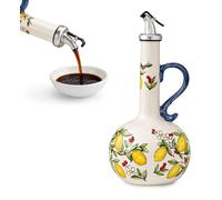 Distributeur d'huile en céramique, capacité de 650 ml, peint à la main, avec bec verseur en acier inoxydable