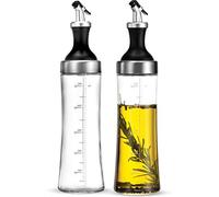 Distributeur d'huile et de vinaigre en verre de qualité supérieure, distributeur d'huile d'olive moderne, bec verseur sans BPA, 18 oz Set of 2