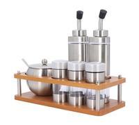Distributeur D'Huile et de Vinaigre, Support de Sel et de Poivre en Acier Inoxydable, Salière et Poivrière en Verre, Huile D'olive, Vinaigre, Ensemble de Cruets pour la Maison,